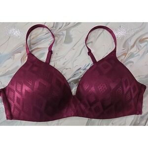 Body by Victoria IPEX Burgundy Diamond Pattern Full Coverage Bra 36C